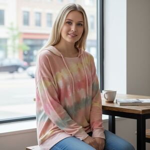 NEW Anthropologie Maronie Tie Dye Hooded Oversized Sweatshirt Size Medium